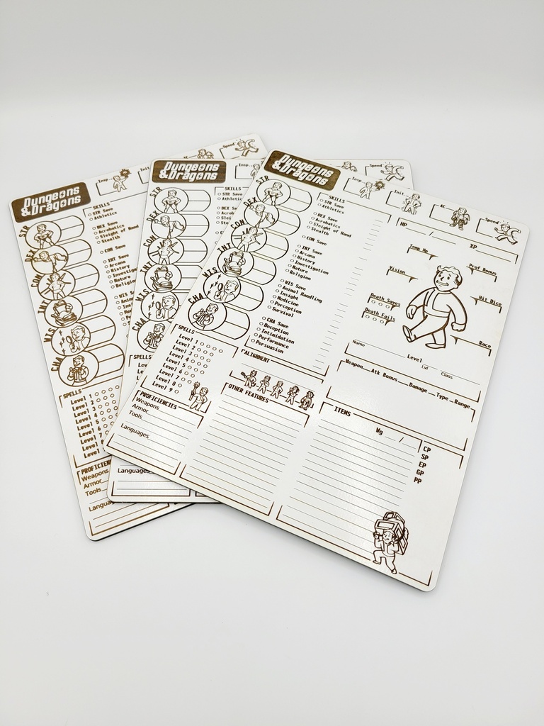 D&D Character Sheet FallOut Charette Crafts